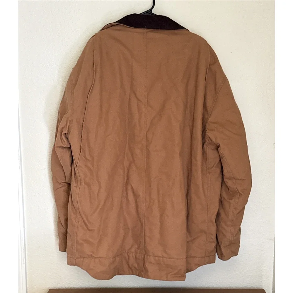 Craftsman Brown Canvas Work Jacket Men's L Fleece Lined Coat Heavy Duty